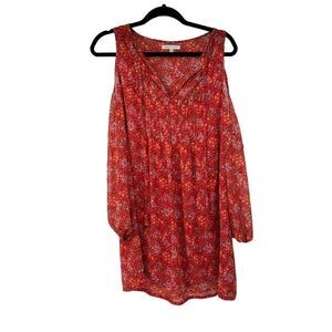 Rebecca Minkoff Red‎ Floral Cold Shoulder Flowy Dress